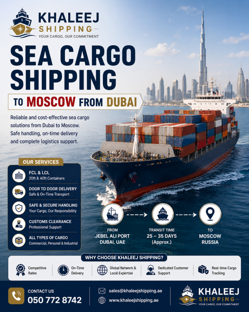 Sea cargo shipping to Moscow from Dubai